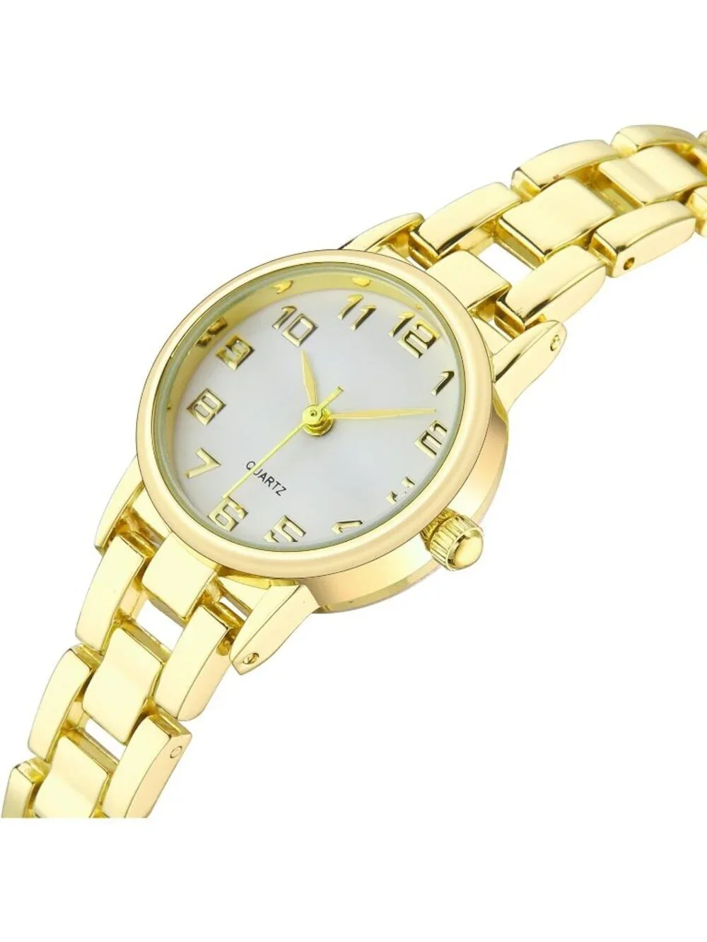 Women Gold White Small Thin Analog Bracelet Quartz Dainty Waterproof Wrist Watch